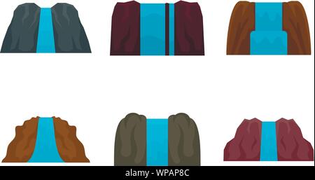 Cascade icons set. Flat set of cascade vector icons for web design Stock Vector