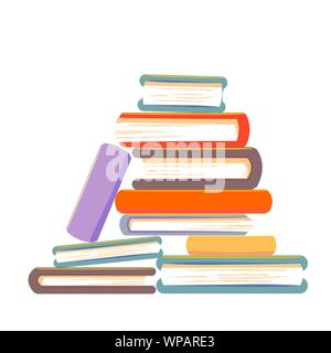 Sloppy stack of books vector illustration. Pile of books concept isolated on white background. Stock Vector