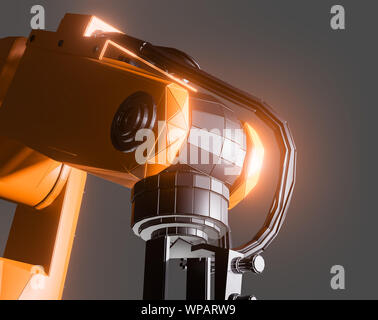 Industrial robotic arm isolated on grey background. 3D illustration Stock Photo