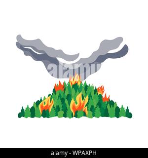 Forest fires disaster tree flat vector hand drawn icon Stock Vector