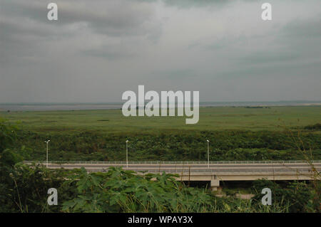 African Highway with Congo River in background with high angle view. Stock Photo