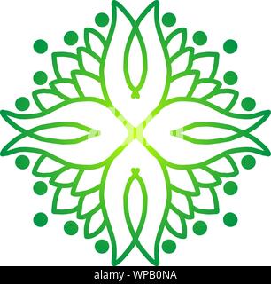 Abstract geometric flower and leaves logo template. Linear floral emblem in pastel colors. Stock Vector