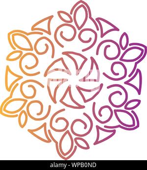Abstract geometric flower and leaves logo template. Linear floral emblem in pastel colors. Stock Vector