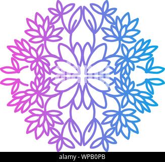 Abstract geometric flower and leaves logo template. Linear floral emblem in pastel colors. Stock Vector