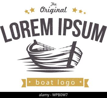 Wooden Boat. vintage logo Vector Illustration on White Background. Stock Vector