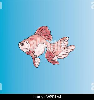 golden fish isolated on blue background. Stock Vector