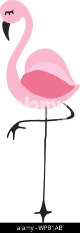 Pink flamingo vector illustration isolated on white background Stock Vector