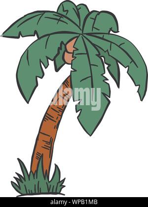 Palm trees on the ocean island. Vector illustration Stock Vector