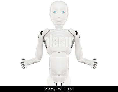 artificial intelligence robot white 3d-illustration Stock Photo