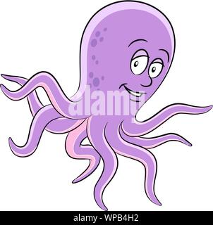 Vector Illustration of Cartoon Octopus isolated on a white background Stock Vector