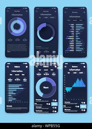 Different UI, UX, GUI screens and flat web icons for mobile apps, responsive website including Login, Create Account, Profile, Post, Inbox, Contact, F Stock Vector