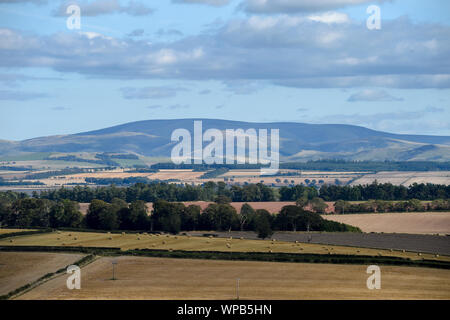 A view from the Scottish Borders across to the Cheviot Hill in Northumberland, England Stock Photo