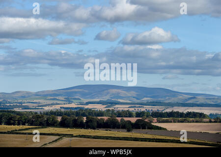 A view from the Scottish Borders across to the Cheviot Hill in Northumberland, England Stock Photo