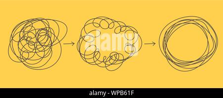 Tangled and untangled tangles. Problem solving concept Stock Vector Image &  Art - Alamy