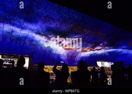 Berlin, Germany – September 6th, 2019: The Massive Curve of Nature, LG OLED TV, at IFA 2019 Stock Photo