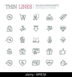 Collection of sales related line icons. Editable stroke Stock Vector