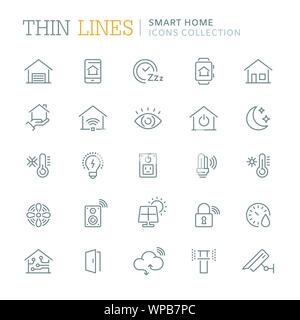 Collection of smart home line icons Stock Vector