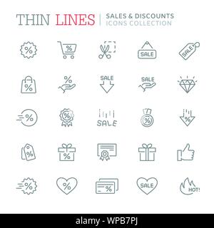 Collection of sales related line icons Stock Vector