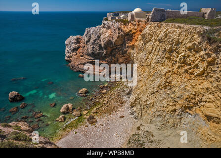 Forte de Santo Antonio de Belixe, fort near Cabo de Sao Vincente, at cliff over Atlantic Ocean, near town of Sagres, Faro district, Algarve, Portugal Stock Photo