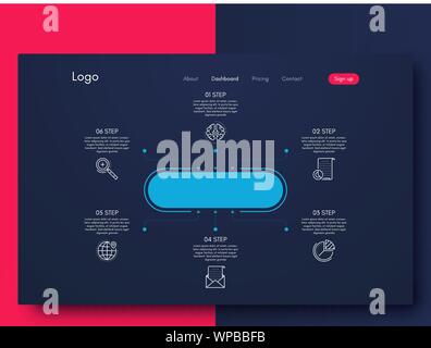 Infographic design template with numbers six option Stock Vector