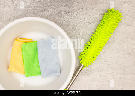 Cleaning stuff and products for cleaning house on the table Stock Photo
