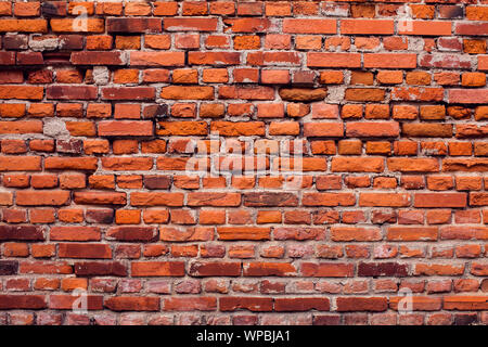 Background, Texture Red Fire Brick Wall With Old Motar Stock Photo