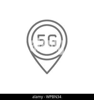 Vector 5G internet location mark line icon. Stock Vector