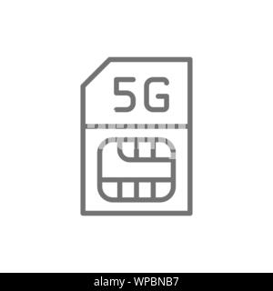 SIM card with fast 5G internet line icon. Stock Vector