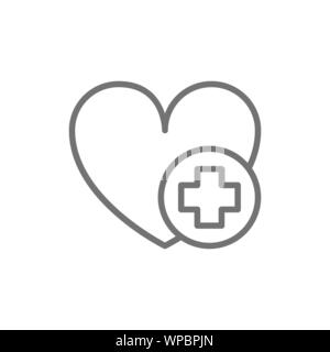 First aid for heart attack line icon. Stock Vector