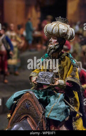 18th century Neapolitan Belen staging the birth of Jesus in the Belen ...