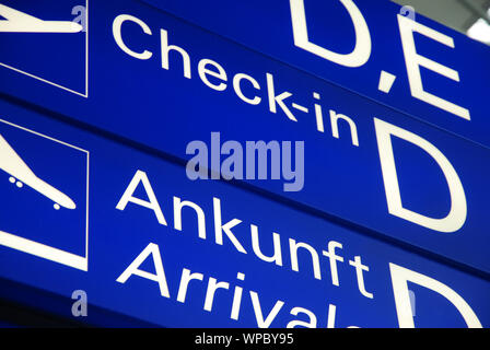 Information display on airport for check-in and arrival Stock Photo