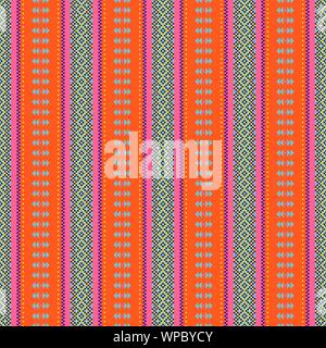 Folklore geometric seamless pattern pixel art and shapes texture. Stock Vector