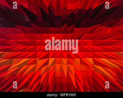 Abstract geometric computer generated pyramid tetrahedron background in red and orange colors Stock Photo