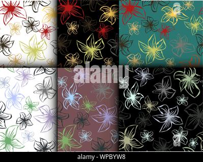 Flowers in flat style. Flat design style vector illustration set. Seamless fabric texture print. Element decorative floral. Seamless floral background Stock Vector