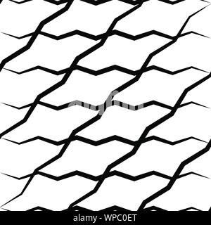 Wavy, waving, zigzag lines crosshatch grid, mesh pattern. Abstract curvy criss-cross lines texture. Tangle wrinkle stripes. Diagonal, oblique strips w Stock Vector