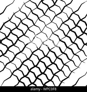 Wavy, waving, zigzag lines crosshatch grid, mesh pattern. Abstract curvy criss-cross lines texture. Tangle wrinkle stripes. Diagonal, oblique strips w Stock Vector