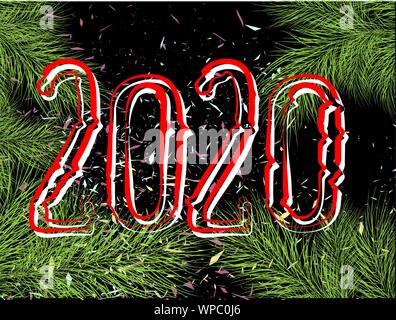 Celebration template. Vector christmas template. Pine, spruce, christmas tree. Abstract 2020 for banner design. Vector graphic Stock Vector