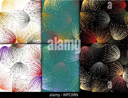 Vintage pattern. Fashion seamless pattern. Fabric texture. Vector template set. Vector line design. Flowers dandelion in flat style. Vintage seamless Stock Vector