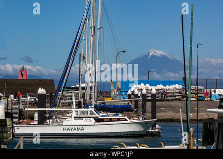Hayama Marina and Sagami Bay have been chosen by the Japan Olympics committee to host the 2020 sailing events, in conjunction with Enoshima, just acro Stock Photo