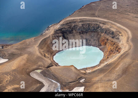 Askja small lake Viti from above on vulcano, Iceland Stock Photo