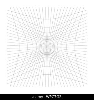 Inward, recess curved lines grid, mesh. Incline compress hollow, indent, dent distortion. Compression, depression negative space pattern. warp, deform Stock Vector