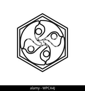 hexagonal Commitment Teamwork Together Outline Logo Stock Vector