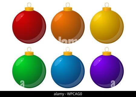 Colorful christmas balls. Set of isolated decorations. Vector illustration. Stock Vector