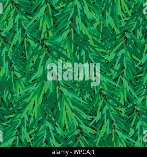 Seamless spruce pattern. Fir tree branch background. Vector illustration. Stock Vector