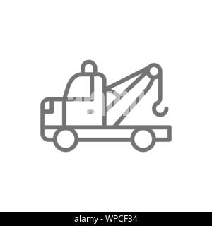 Tow truck line icon. Isolated on white background Stock Vector