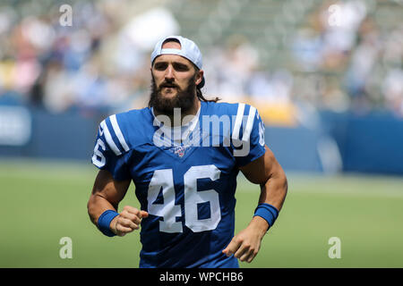Carson, CA. 8th Sep, 2019. Indianapolis Colts long snapper Luke Rhodes #46 during the NFL Indianapolis Colts vs Los Angeles Chargers at the Dignity Health Sports Park in Carson, Ca on September 8, 2019 (Photo by Jevone Moore) Credit: csm/Alamy Live News Stock Photo