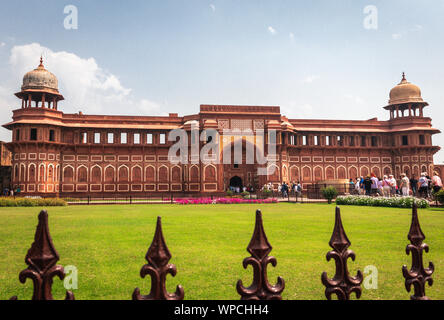 agra fort image is take at agra uttar pradesh india on 02 apr 2019. It is one of the seven wonders of the world as well as UNSCO world heritage site. Stock Photo