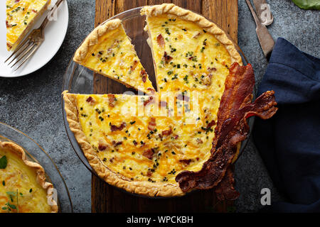 Bacon and potato quiche Stock Photo