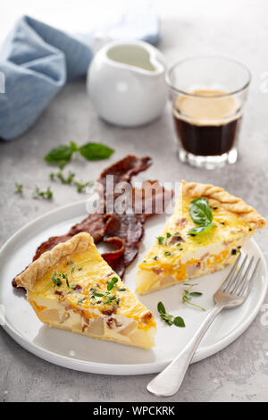 Breakfast plate with bacon and potato quiche Stock Photo