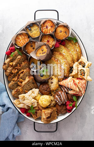 Variety of small pastries for breakfast Stock Photo